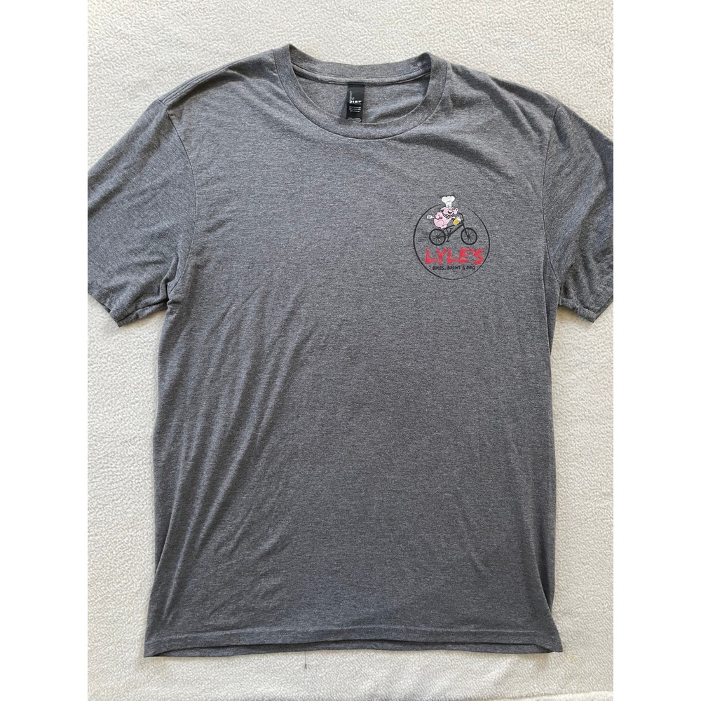 Mens Large T-Shirt Gray Lyle's Bikes Brews & BBQ Loveland Ohio Tri-Blend